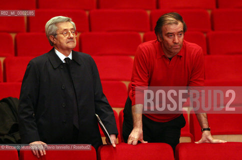 Roma, Auditorium Sala Santa Cecilia 03 / 12 / 2004:.Inaugurazione del Festival Russo..Orchestra del Mariinskij diretta da Valery Gergiev (prova). Nella foto: Valery Gergiev con il Prof. Bruno Cagli.Ph Riccardo Musacchio & Flavio Ianniello  ©Riccardo Musacchio & Flavio Ianniello/Rosebud2