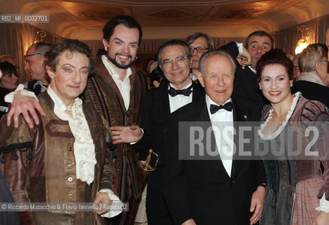 18 Jan 2006 Rome Opera Theatre..Don Giovanni. Music Wolfgang Amadeus Mozart..Opera Theatre Orchestra and chorus..Director: Franco Zeffirellli.Conductor: Hubert Saudant.In the picture: Alessandro Corbelli (Leporello), Marco Vinco (Don Giovanni), the supervisor of Opera Francesco Ernani, The President of Italian Repubblic Carlo Azeglio Ciampi and Laura Cherici (Zerlina).  ©Riccardo Musacchio & Flavio Ianniello/Rosebud2