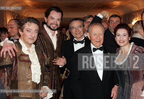 18 Jan 2006 Rome Opera Theatre..Don Giovanni. Music Wolfgang Amadeus Mozart..Opera Theatre Orchestra and chorus..Director: Franco Zeffirellli.Conductor: Hubert Saudant.In the picture: Alessandro Corbelli (Leporello), Marco Vinco (Don Giovanni), the supervisor of Opera Francesco Ernani, The President of Italian Repubblic Carlo Azeglio Ciampi and Laura Cherici (Zerlina).  ©Riccardo Musacchio & Flavio Ianniello/Rosebud2