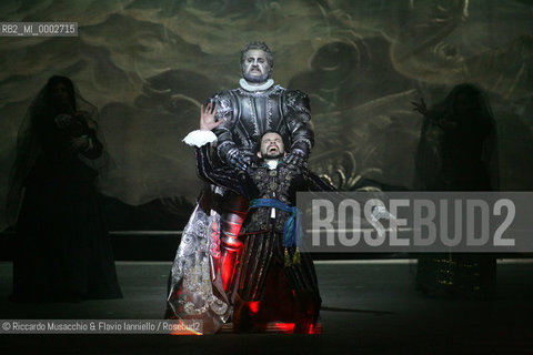 18 Jan 2006 Rome Opera Theatre..Don Giovanni. Music Wolfgang Amadeus Mozart..Opera Theatre Orchestra and chorus..Director: Franco Zeffirellli.Conductor: Hubert Saudant.In the picture: Marco Vinco (Don Giovanni), and Alessandro Guerzoni (Commendator).  ©Riccardo Musacchio & Flavio Ianniello/Rosebud2