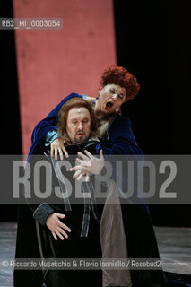 Mar 21 2005 , Opera Theatre of Rome.MARIA STUARDA composed by Gaetano Donizetti.director and costume designer: Francesco Esposito.conductor: Riccardo Frizza.Scene: Italo Grassi.In The picture: Elisabetta: Marianna Pentcheva, Roberto: Dario Schmunck .  ©Riccardo Musacchio & Flavio Ianniello/Rosebud2