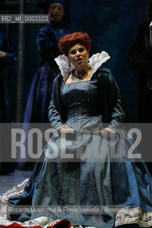 Mar 21 2005 , Opera Theatre of Rome.MARIA STUARDA composed by Gaetano Donizetti.director and costume designer: Francesco Esposito.conductor: Riccardo Frizza.Scene: Italo Grassi.In The picture: Elisabetta: Marianna Pentcheva.  ©Riccardo Musacchio & Flavio Ianniello/Rosebud2