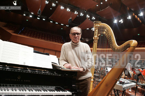 Feb 24 2006 Rome, Auditorium.National Santa Cecilia Orchestra and Choir.Conductor Ennio Morricone.In the picture: portrait of Ennio Morricone .  ©Riccardo Musacchio & Flavio Ianniello/Rosebud2