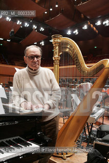 Feb 24 2006 Rome, Auditorium.National Santa Cecilia Orchestra and Choir.Conductor Ennio Morricone.In the picture: portrait of Ennio Morricone .  ©Riccardo Musacchio & Flavio Ianniello/Rosebud2