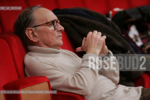 Feb 24 2006 Rome, Auditorium.National Santa Cecilia Orchestra and Choir.Conductor Ennio Morricone.In the picture: portrait of Ennio Morricone .  ©Riccardo Musacchio & Flavio Ianniello/Rosebud2