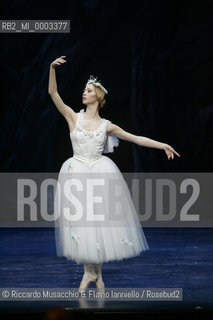 Feb 28 2006, Rome Opera Theatre .GISELLE, a ballet from music of Adolphe-Charles Adam .Orchestra and ballet company of Opera Theatre.conductor: David Coleman.Coreografphie of Carla Fracci, by Jean Coralli, Jules Perrot, Marius Petipa, Anton Dolin .Scene and Costumes: Anna Anni.Dancers:.Giselle: Svetlana Lunkina.The Prince Albrecht: Yuri Vyskubenko.In the picture: the dancer Gaia Straccamore.  ©Riccardo Musacchio & Flavio Ianniello/Rosebud2