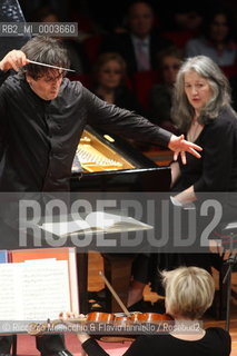 Rome, Feb 07 2009 Auditorium Music Park.Santa Cecilia Orchestra, Antonio Pappano conductor.Martha Argerich piano..  ©Riccardo Musacchio & Flavio Ianniello/Rosebud2