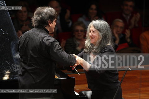 Rome, Feb 07 2009 Auditorium Music Park.Santa Cecilia Orchestra, Antonio Pappano conductor.Martha Argerich piano..  ©Riccardo Musacchio & Flavio Ianniello/Rosebud2