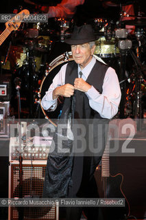 Rome,  Jul 28 2008 Auditorium Music Park.Canadian singer-songwriter, poet and novelis Leonar Cohen in concert dressd with Dolce & Gabbana.   ©Riccardo Musacchio & Flavio Ianniello/Rosebud2