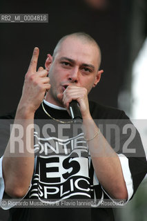 Italy, Rome Jul 02 2005 St.Giovanni square.Cornetto Free Music Festival,.Iitalian rapper Fabi Fibra.  ©Riccardo Musacchio & Flavio Ianniello/Rosebud2