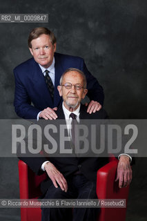 Portrait of American novelist and screenwriter  Elmore Leonard (Elmore John Leonard Jr) with his son Peter during Book Festival at Auditorium Parco della Musica, Apr 02 2011.   ©Riccardo Musacchio & Flavio Ianniello/Rosebud2