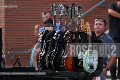 Rome, Auditorium Music Park Jul 10 2011.Luglio suona bene.John Mellencamp in concert.No Better Than This Tour.In the picture: Mellencamps guitars.  ©Riccardo Musacchio & Flavio Ianniello/Rosebud2