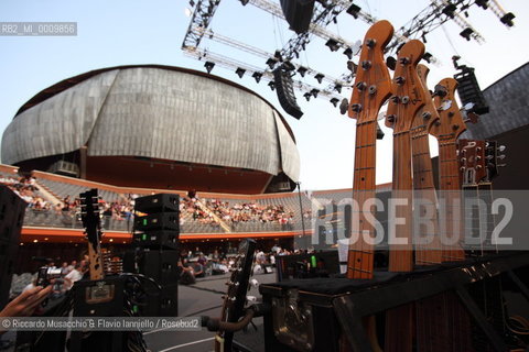 Rome, Auditorium Music Park Jul 10 2011.Luglio suona bene.John Mellencamp in concert.No Better Than This Tour.In the picture: Mellencamps guitars.  ©Riccardo Musacchio & Flavio Ianniello/Rosebud2