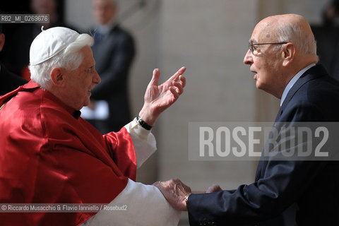 Roma, 04 10 2008 .Visita di Sua Santita Papa Benedetto XVI al Quirinale al Presidente della Repubblica Giorgio Napolitano.  ©Riccardo Musacchio & Flavio Ianniello/Rosebud2