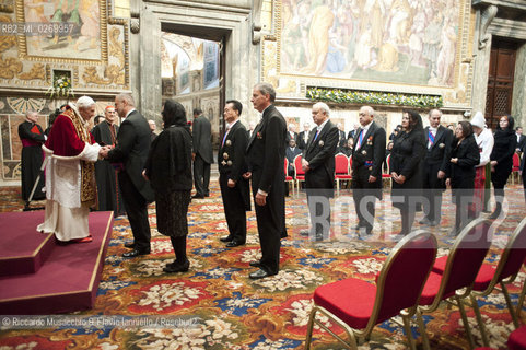 Città del Vaticano 07 01 2013 Udienza del Santo Padre Benedetto XVI al Corpo Diplomatico accreditato presso la Santa Sede per la presentazione degli auguri per il nuovo anno.. ©Riccardo Musacchio & Flavio Ianniello/Rosebud2