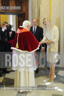 Città del Vaticano 12 Gennaio 2013 Papa  Benedetto XVI ha ricevuto questa mattina in udienza privata il principe Alberto II di Monaco con la principessa Charlene. ©Riccardo Musacchio & Flavio Ianniello/Rosebud2