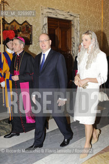 Città del Vaticano 12 Gennaio 2013 Papa  Benedetto XVI ha ricevuto questa mattina in udienza privata il principe Alberto II di Monaco con la principessa Charlene. ©Riccardo Musacchio & Flavio Ianniello/Rosebud2