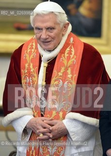 Città del Vaticano, Palazzo Apostolico 16-02-2013.Il Papa Benedetto XVI riceve in udienza il Presidente del Guatemala .S.e.  Otto Fernando Pérez Molina. ©Riccardo Musacchio & Flavio Ianniello/Rosebud2