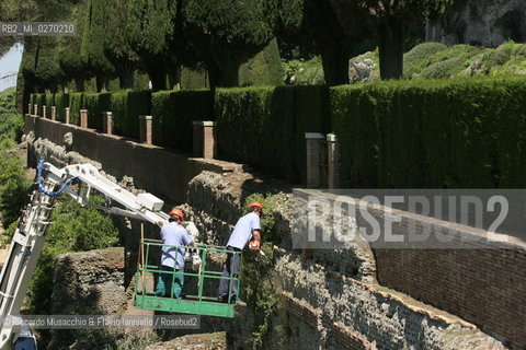 Castel Gandolfo, Rome May 20 2005 gardener at work in garden of Pontifical Villas of Castel Gandolfo the summer residence of the Pope.  ©Riccardo Musacchio & Flavio Ianniello/Rosebud2
