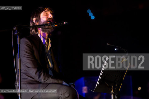 Rome Auditorium Music Park Feb 20 2013.Italian indie rock band Baustelle in concert Fantasma..Francesco Bianconi - lyrics, vocals, guitar, keyboard.Rachele Bastreghi - vocals, keyboard, percussion.Claudio Brasini - guitarEnsemble Simphony Orchestra.  ©Riccardo Musacchio & Flavio Ianniello/Rosebud2