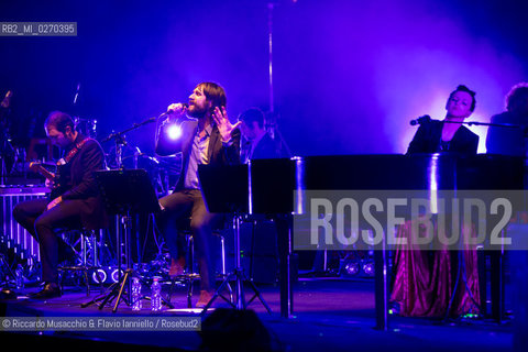Rome Auditorium Music Park Feb 20 2013.Italian indie rock band Baustelle in concert Fantasma..Francesco Bianconi - lyrics, vocals, guitar, keyboard.Rachele Bastreghi - vocals, keyboard, percussion.Claudio Brasini - guitarEnsemble Simphony Orchestra.  ©Riccardo Musacchio & Flavio Ianniello/Rosebud2