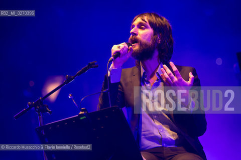 Rome Auditorium Music Park Feb 20 2013.Italian indie rock band Baustelle in concert Fantasma..Francesco Bianconi - lyrics, vocals, guitar, keyboard.Rachele Bastreghi - vocals, keyboard, percussion.Claudio Brasini - guitarEnsemble Simphony Orchestra.  ©Riccardo Musacchio & Flavio Ianniello/Rosebud2