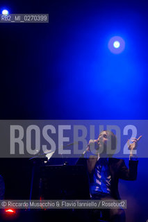 Rome Auditorium Music Park Feb 20 2013.Italian indie rock band Baustelle in concert Fantasma..Francesco Bianconi - lyrics, vocals, guitar, keyboard.Rachele Bastreghi - vocals, keyboard, percussion.Claudio Brasini - guitarEnsemble Simphony Orchestra.  ©Riccardo Musacchio & Flavio Ianniello/Rosebud2