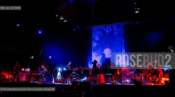 Rome Auditorium Music Park Feb 20 2013.Italian indie rock band Baustelle in concert Fantasma..Francesco Bianconi - lyrics, vocals, guitar, keyboard.Rachele Bastreghi - vocals, keyboard, percussion.Claudio Brasini - guitarEnsemble Simphony Orchestra.  ©Riccardo Musacchio & Flavio Ianniello/Rosebud2