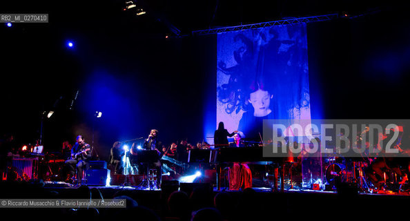 Rome Auditorium Music Park Feb 20 2013.Italian indie rock band Baustelle in concert Fantasma..Francesco Bianconi - lyrics, vocals, guitar, keyboard.Rachele Bastreghi - vocals, keyboard, percussion.Claudio Brasini - guitarEnsemble Simphony Orchestra.  ©Riccardo Musacchio & Flavio Ianniello/Rosebud2