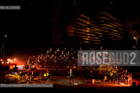 Rome Auditorium Music Park Feb 20 2013.Italian indie rock band Baustelle in concert Fantasma..Francesco Bianconi - lyrics, vocals, guitar, keyboard.Rachele Bastreghi - vocals, keyboard, percussion.Claudio Brasini - guitarEnsemble Simphony Orchestra.  ©Riccardo Musacchio & Flavio Ianniello/Rosebud2