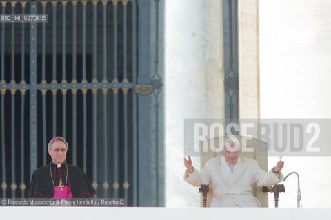 Vatican City Feb 27 2013. Pope Benedict XVI held his last Mass as pontiff at St Peters Square. In the picture: the Holy Father with his secretary Bishop Georg Gaenswain.  ©Riccardo Musacchio & Flavio Ianniello/Rosebud2