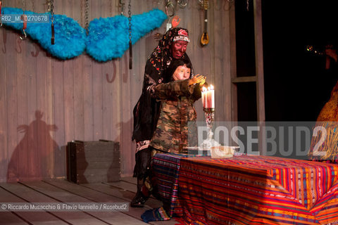 Rome Auditorium Music Park Feb 17 2013.Odin Teatret La vita cronica.Conductor Eugenio Barba with Odin Teatret ensemble.actors: Kai Bredholt, Roberta Carreri, Jan Ferslev, Elena Floris, Donald Kitt, Tage Larsen, Sofia Monsalve, Iben Nagel Rasmussen, Fausto Pro, Julia Varley.  ©Riccardo Musacchio & Flavio Ianniello/Rosebud2