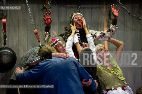 Rome Auditorium Music Park Feb 17 2013.Odin Teatret La vita cronica.Conductor Eugenio Barba with Odin Teatret ensemble.actors: Kai Bredholt, Roberta Carreri, Jan Ferslev, Elena Floris, Donald Kitt, Tage Larsen, Sofia Monsalve, Iben Nagel Rasmussen, Fausto Pro, Julia Varley.  ©Riccardo Musacchio & Flavio Ianniello/Rosebud2