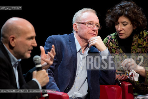 Rome, Auditorium Music Park Mar 10 2013.Libri come. Festa del Libro e della Lettura, anteprima.Israeli author David Grossman Caduto fuori dal tempo .conversation with Marino Sinibaldi..reading of Alvia Reale and Graziano Piazza. ©Riccardo Musacchio & Flavio Ianniello/Rosebud2