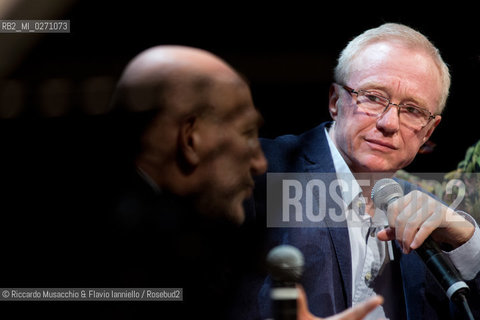 Rome, Auditorium Music Park Mar 10 2013.Libri come. Festa del Libro e della Lettura, anteprima.Israeli author David Grossman Caduto fuori dal tempo .conversation with Marino Sinibaldi..reading of Alvia Reale and Graziano Piazza. ©Riccardo Musacchio & Flavio Ianniello/Rosebud2