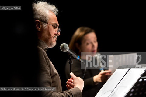 Rome, Auditorium Music Park Mar 10 2013.Libri come. Festa del Libro e della Lettura, anteprima.Israeli author David Grossman Caduto fuori dal tempo .conversation with Marino Sinibaldi..reading of Alvia Reale and Graziano Piazza. ©Riccardo Musacchio & Flavio Ianniello/Rosebud2