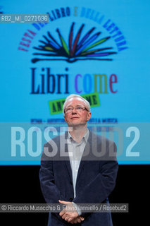 Rome, Auditorium Music Park Mar 10 2013.Libri come. Festa del Libro e della Lettura, anteprima.Israeli author David Grossman Caduto fuori dal tempo .conversation with Marino Sinibaldi..reading of Alvia Reale and Graziano Piazza. ©Riccardo Musacchio & Flavio Ianniello/Rosebud2