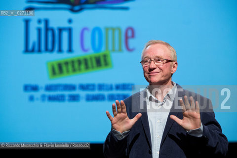 Rome, Auditorium Music Park Mar 10 2013.Libri come. Festa del Libro e della Lettura, anteprima.Israeli author David Grossman Caduto fuori dal tempo .conversation with Marino Sinibaldi..reading of Alvia Reale and Graziano Piazza. ©Riccardo Musacchio & Flavio Ianniello/Rosebud2