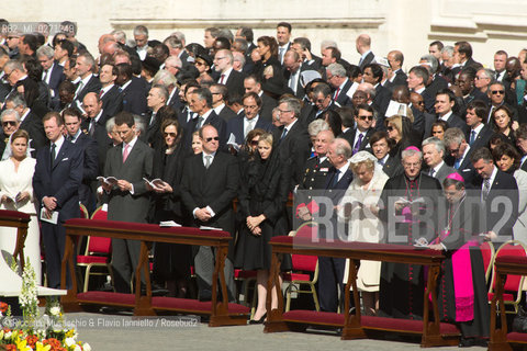 Città del Vaticano Mar 19 2013.Cerimonia di Intronizzazione di Papa Francesco..Nella foto: da sin: Maria Teresa di Lussemburgo con il marito e Alberto di Monaco con la moglie Charlene Wittstock e Paola del Belgio con il consorte. ©Riccardo Musacchio & Flavio Ianniello/Rosebud2