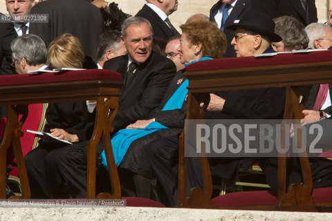 Città del Vaticano Mar 19 2013.Cerimonia di Intronizzazione di Papa Francesco..Nella foto: da sin, Pietro Grasso e Giorgio Napolitano con la moglie Clio. ©Riccardo Musacchio & Flavio Ianniello/Rosebud2