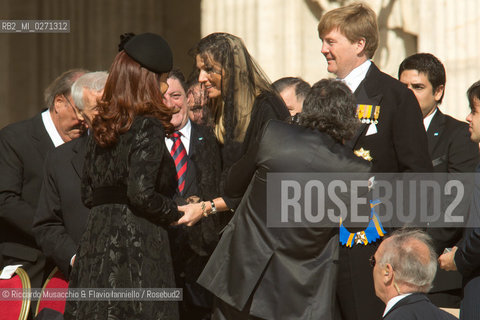 Città del Vaticano Mar 19 2013.Cerimonia di Intronizzazione di Papa Francesco..Nella foto: la Presidente Argentina Cristina Kirchner saluta i principi di Olanda Maxima e Willem-Alexander . ©Riccardo Musacchio & Flavio Ianniello/Rosebud2