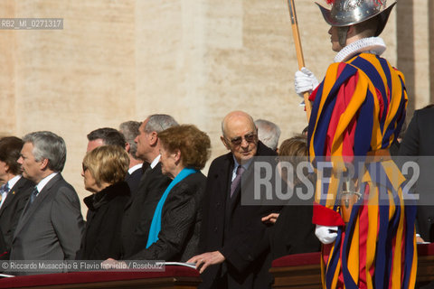 Città del Vaticano Mar 19 2013.Cerimonia di Intronizzazione di Papa Francesco..Nella foto: da sin, Pietro Grasso e Giorgio Napolitano con la moglie Clio. ©Riccardo Musacchio & Flavio Ianniello/Rosebud2