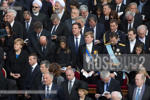 Città del Vaticano Mar 19 2013.Cerimonia di Intronizzazione di Papa Francesco..Nella foto: da sin: Angela Merkel, i principi di Olanda Maxima e Willem-Alexander e i Reali di Spagna. ©Riccardo Musacchio & Flavio Ianniello/Rosebud2