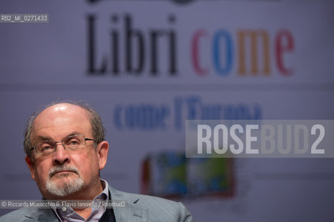Roma, Auditorium Parco della Musica 16 03 2013.Libri Come, Festa del Libro e della Lettura..Nella foto: Salman Rushdie intervistato da Giancarlo De Cataldo, Melania Mazzucco e Marino Sinibaldi. ©Riccardo Musacchio & Flavio Ianniello/Rosebud2