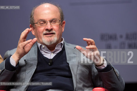 Roma, Auditorium Parco della Musica 16 03 2013.Libri Come, Festa del Libro e della Lettura..Nella foto: Salman Rushdie intervistato da Giancarlo De Cataldo, Melania Mazzucco e Marino Sinibaldi. ©Riccardo Musacchio & Flavio Ianniello/Rosebud2