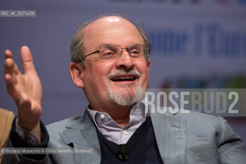 Roma, Auditorium Parco della Musica 16 03 2013.Libri Come, Festa del Libro e della Lettura..Nella foto: Salman Rushdie intervistato da Giancarlo De Cataldo, Melania Mazzucco e Marino Sinibaldi. ©Riccardo Musacchio & Flavio Ianniello/Rosebud2