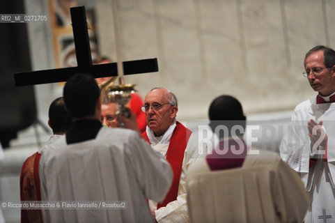 Città del vaticano, Basilica di San Pietro 29 03 2013.Messa del Venerdi Santo, Celebrazione della passione del Signore presieduta dal Sua Santità Papa Francesco. ©Riccardo Musacchio & Flavio Ianniello/Rosebud2