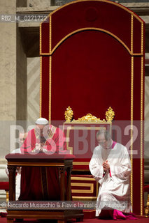 Città del vaticano, Basilica di San Pietro 29 03 2013.Messa del Venerdi Santo, Celebrazione della passione del Signore presieduta dal Sua Santità Papa Francesco. ©Riccardo Musacchio & Flavio Ianniello/Rosebud2