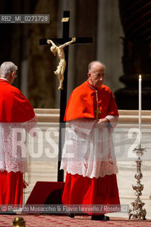 Città del vaticano, Basilica di San Pietro 29 03 2013.Messa del Venerdi Santo, Celebrazione della passione del Signore presieduta dal Sua Santità Papa Francesco.Nella foto: Card. Ruini. ©Riccardo Musacchio & Flavio Ianniello/Rosebud2