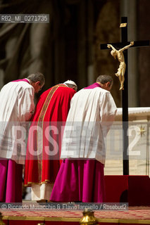 Città del vaticano, Basilica di San Pietro 29 03 2013.Messa del Venerdi Santo, Celebrazione della passione del Signore presieduta dal Sua Santità Papa Francesco. ©Riccardo Musacchio & Flavio Ianniello/Rosebud2